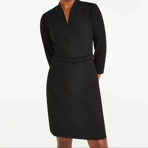 Ann Taylor Black Belted V-Neck Dress in Bi-Stretch | Petite Size 8